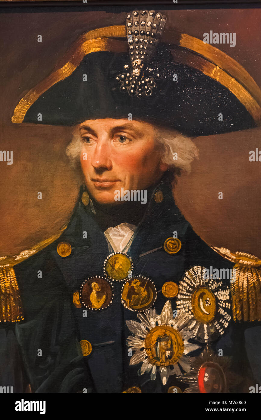 England, Gemälde von konteradmiral Sir Horatio Nelson von Lemuel Francis Abbott vom 1799 Stockfoto