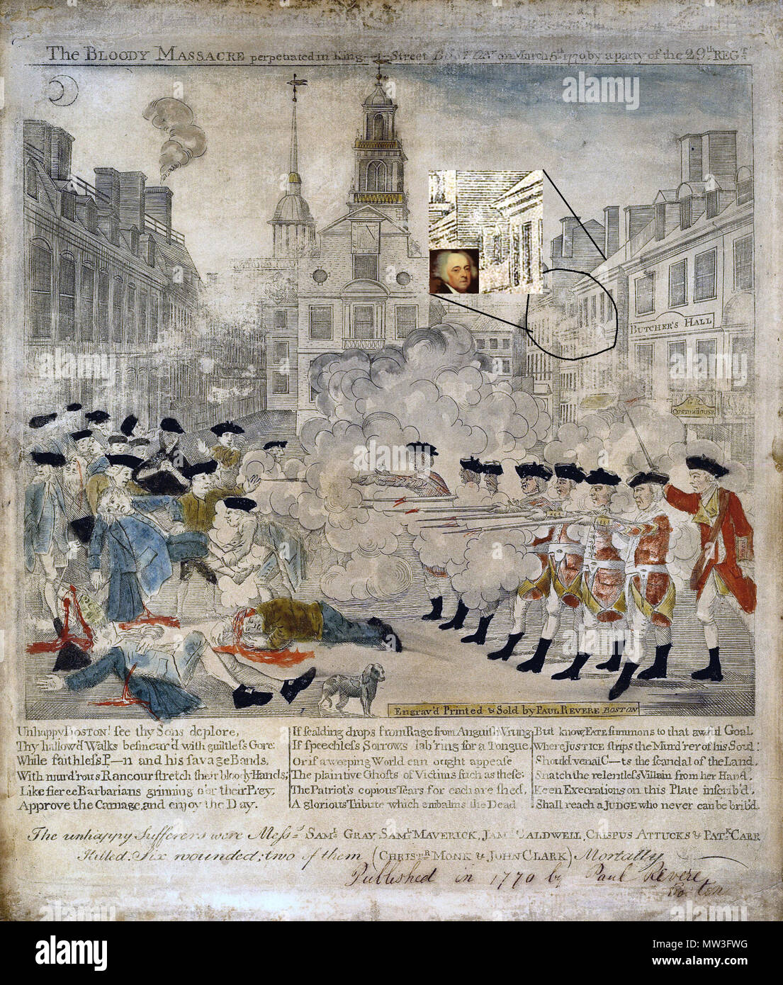 94 Boston Massacre high res Versteckte John Adams Bild Stockfoto
