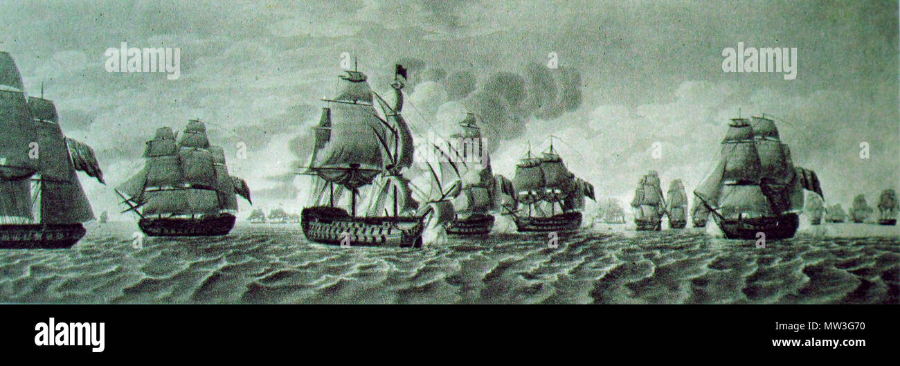 . Zweite Phase der Admiral's Cornwallis kämpfen: der französische Angriff auf HMS Mars 1 2 3. Unspezifiziert, Anfang des 19. Jahrhunderts. 143 Cornwallis-IMG 5900 Stockfoto