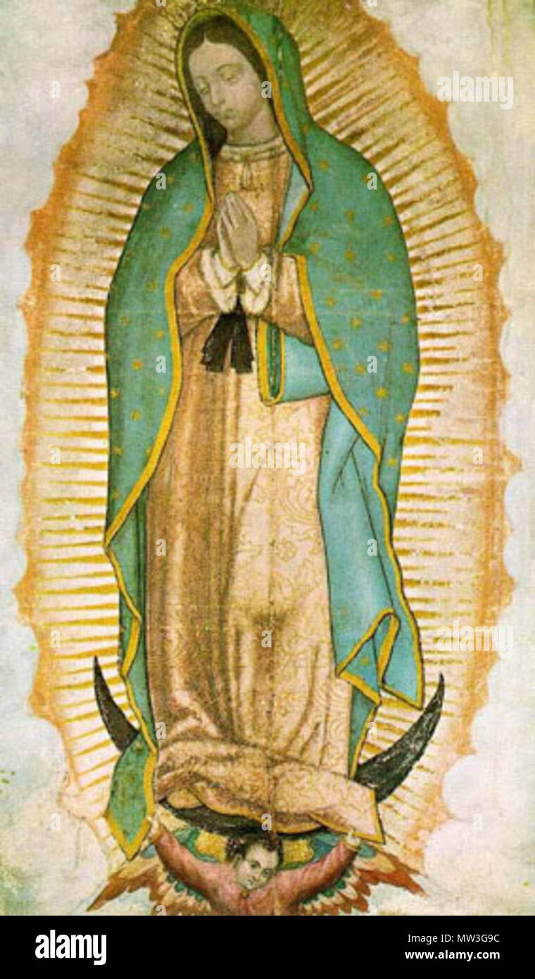 . Nederlands: Onze-Lieve-Vrouw van Guadelupe op de originele Mantel van de heilige Juan Diego (1474-1548). zwischen ca. 1531 und ca. 1548. Unbekannt 255 Guadelupe Stockfoto