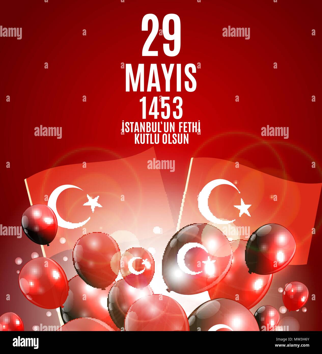 29 Mai Tag des Istanbul'un Fethi Kutlu Olsun mit Übersetzung: 29. Mai Tag freut sich Eroberung von Istanbul. Türkische urlaub Grußkarte. Vector Illustration Stock Vektor
