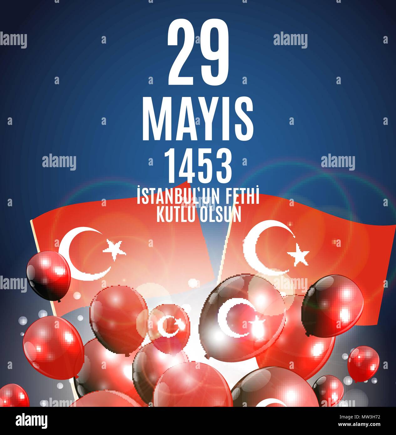 29 Mai Tag des Istanbul'un Fethi Kutlu Olsun mit Übersetzung: 29. Mai Tag freut sich Eroberung von Istanbul. Türkische urlaub Grußkarte. Vector Illustration Stock Vektor
