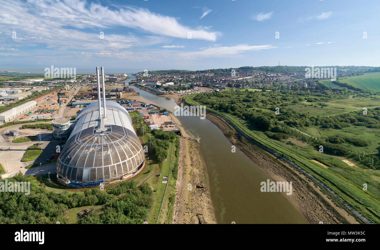 Newhaven Nachverbrennungsanlage, Fluss Ouse Stockfoto