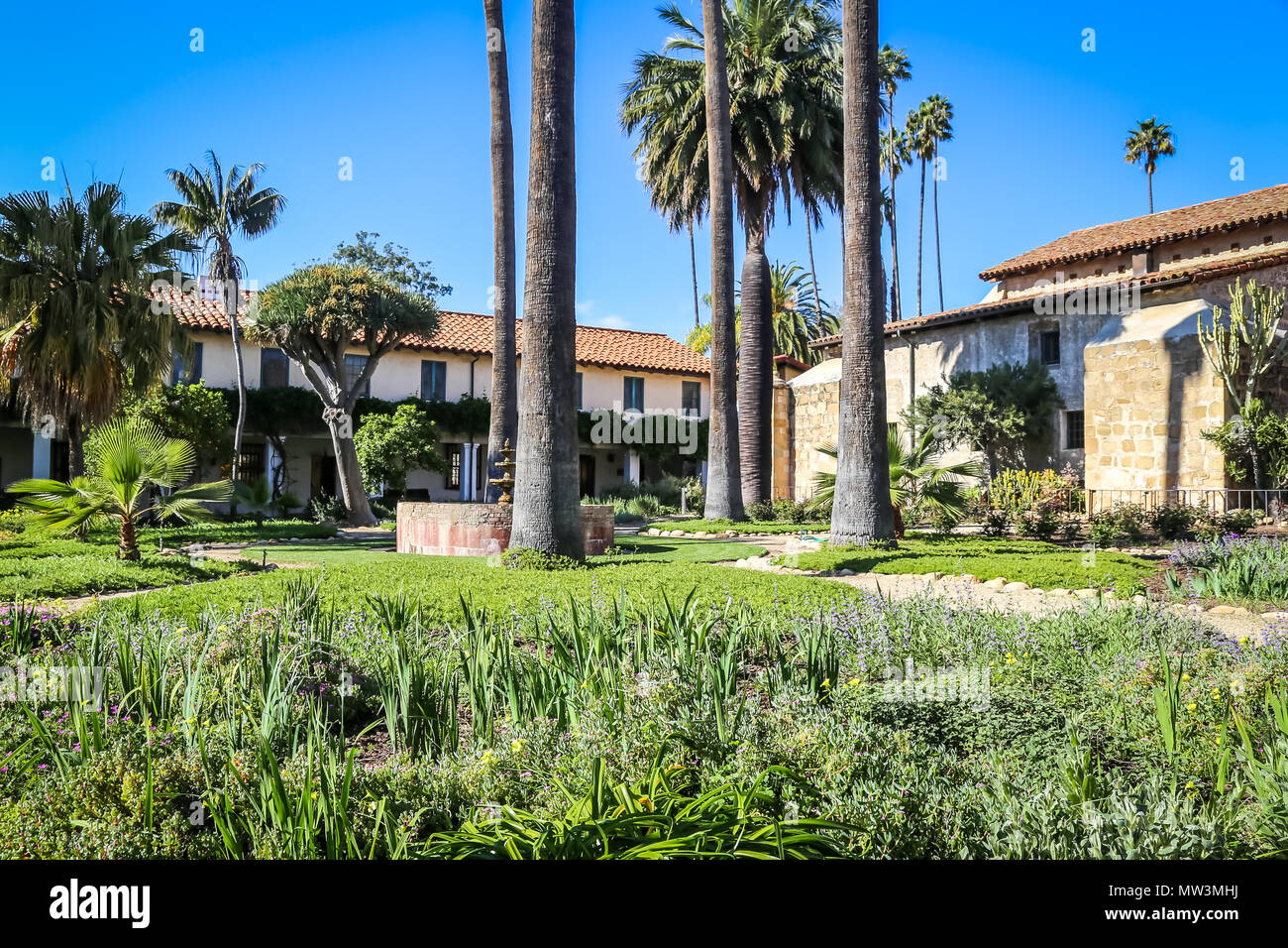 Garten in Santa Barbara Mission Stockfoto