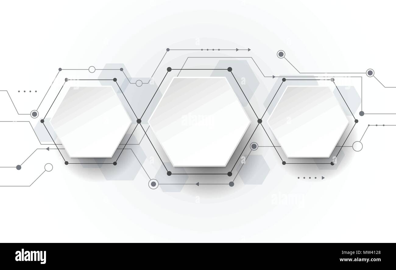 Vektor Abstrakte futuristische Platine auf hellgrauen Hintergrund, hi-tech digitale Technologie Konzept. Leere 3d-Papier polygon Label mit Raum für Sie Stock Vektor