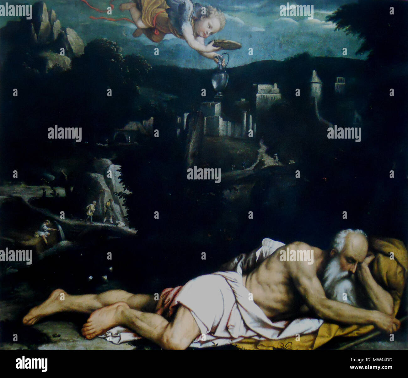 . Italiano: Elia confortato dall'angelo (moretto). RobyBS 89 183 Elia confortato dall'angelo (moretto) Stockfoto