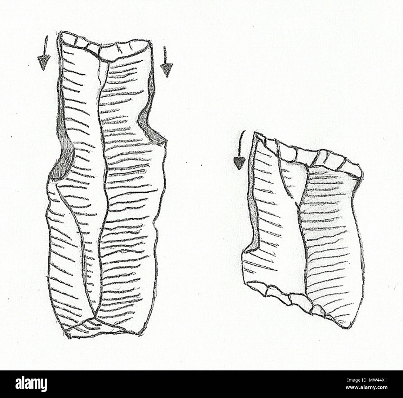 . English: Noailles-Stichel (Umzeichung). Gravettien - Jungpaläolithikum. (Krijun slber hergestellt) 447 Noailles-Stichel (Umzeichung) Stockfoto