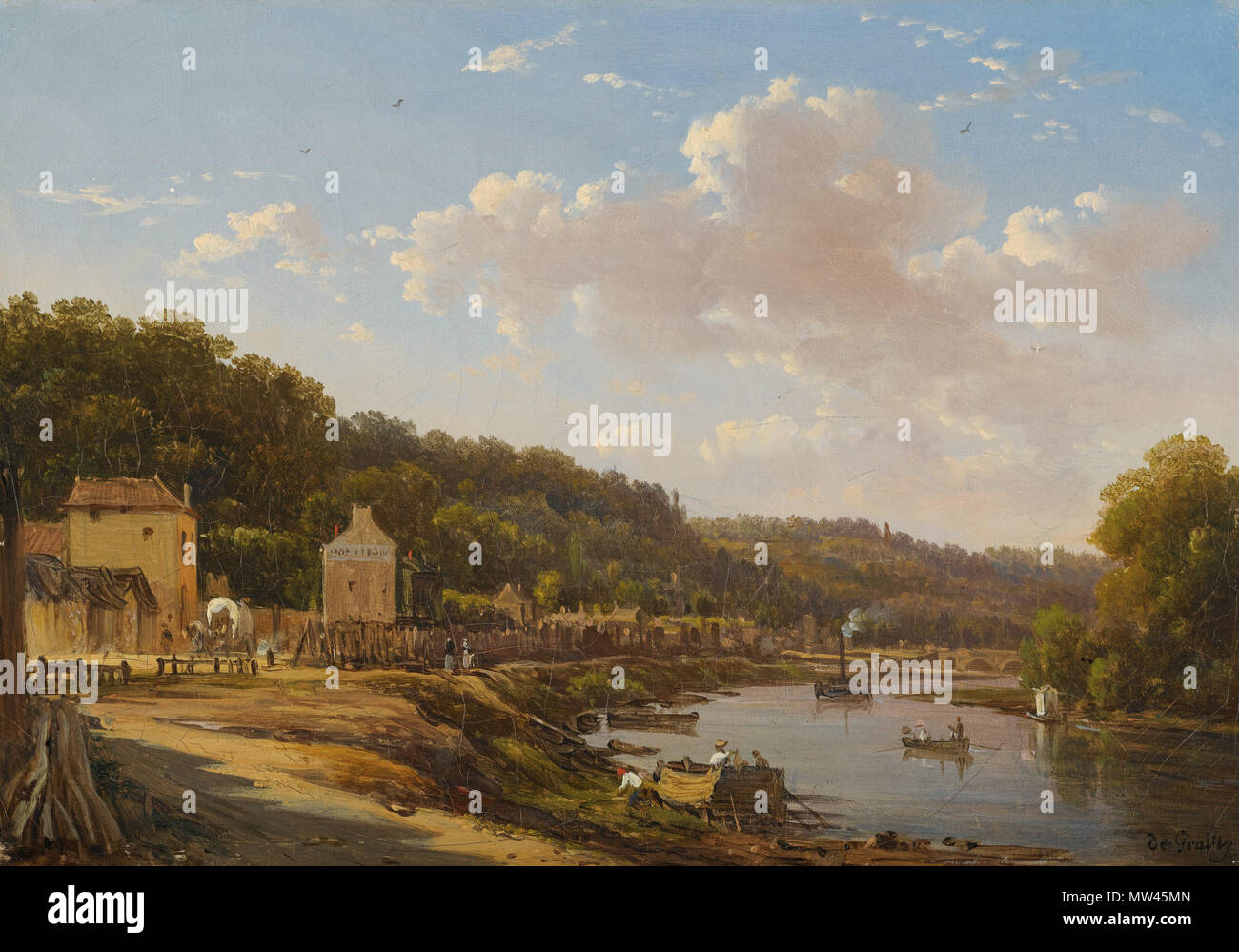 . Français: une vue de la Seine et Les Coteaux de Suresnes Englisch: Ein Blick auf die Seine und den Coteaux de Suresnes. Datum unbekannt 630 Victor DeGrailly - une vue de la Seine et Les Coteaux de Suresnes Stockfoto