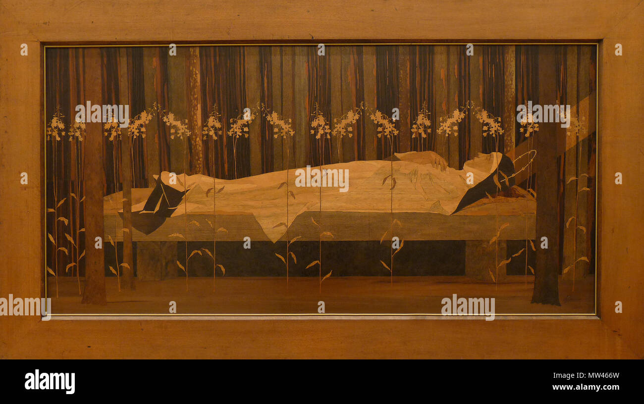 . Français: Sainte-Odile sur son Lit de Mort de Charles Spindler, marqueterie de Bois, Musée d'Art Moderne et Contemporain de Strasbourg. ca. 1900. Charles Spindler (1865 - 1938) Beschreibung deutsch-französischen Maler, Aquarellist, Intarsien, Autor und Fotograf Geburtsdatum / Tod 11. März 1865 vom 9. März 1938 Ort der Geburt / Todes Boersch Boersch Authority control: Q 2960251 VIAF: 56616571 ISNI: 0000 0001 23207766 ULAN: 500075174 86831812 LCCN: n GND: 119241919 WorldCat 124 Charles Spindler-Sainte - Odile Stockfoto