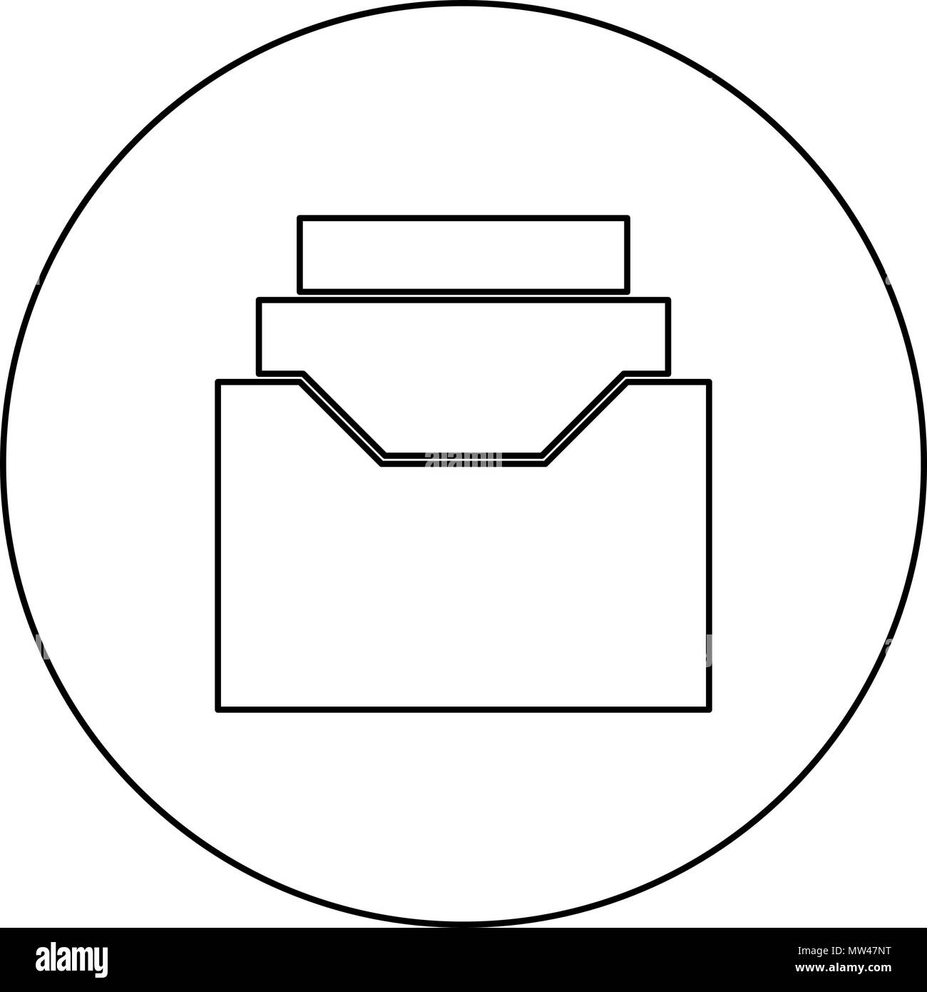 Dokumente Archiv oder Schublade schwarze Symbol in der kreislinie Vector ich isoliert Stock Vektor