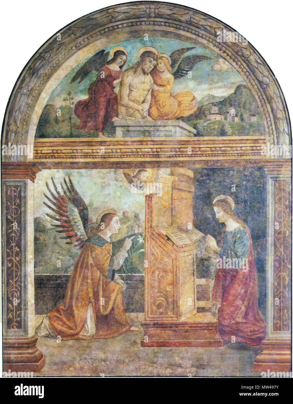 . Italiano: Annunciazione (floriano ferramola, Monastero di Santa Croce, Brescia). Vom 9. Dezember 2011, 01:28:05. Floriano Ferramola (1480-1528) Alternative Namen Floriano Ferramola, Fioravante Ferramola Beschreibung italienischer Maler Geburtsdatum / Tod 1480 vom 3. Juli 1528 Ort der Geburt / Todes Brescia Brescia Brescia Behörde arbeiten Ort: Q 3746743 VIAF: 95871775 ISNI: 0000 0001 1690 5259 ULAN: 500030847 LCCN: Nr. 2012132107 GND: 130014087 WorldCat 48 Annunciazione (floriano ferramola) Stockfoto