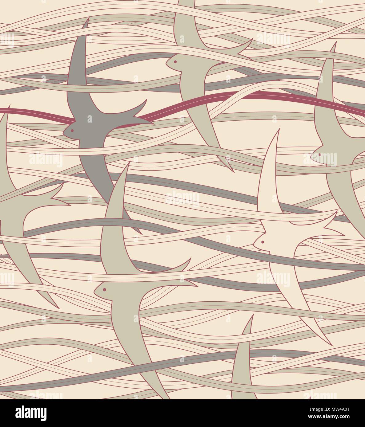 Editable vector Abbildung: fliegende Fische oder Swifts Stock Vektor