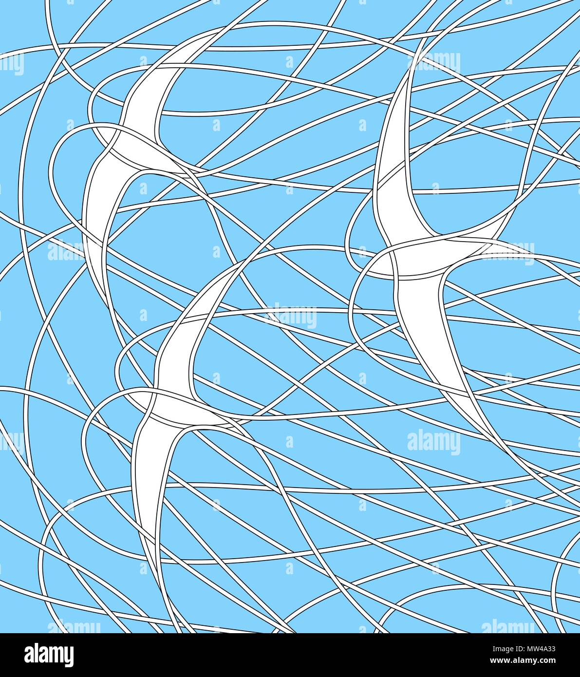 Editable Vector Illustration von drei Mauersegler fliegen in einem blauen Himmel Stock Vektor