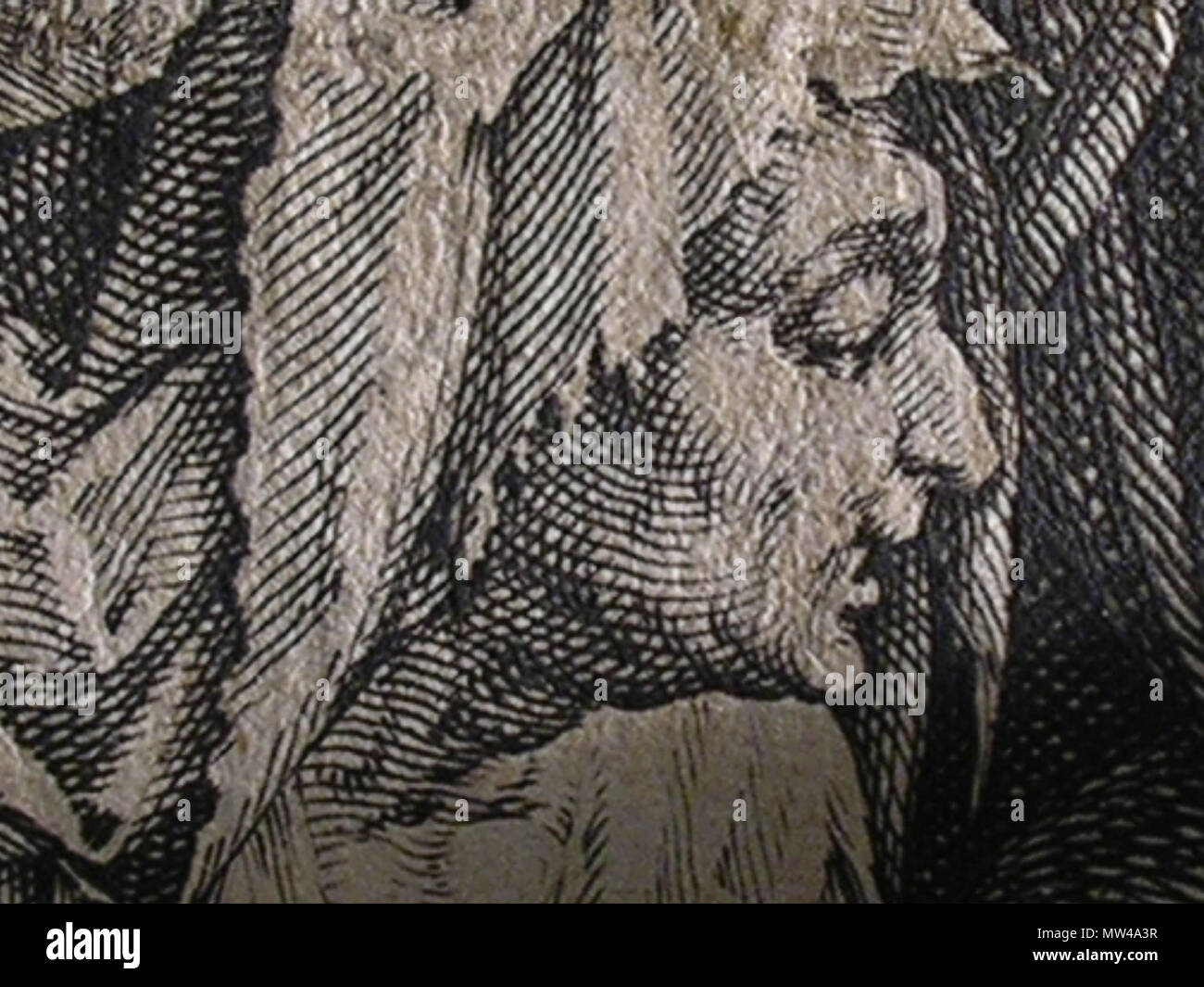 . English: Kreuzschraffur. Detail aus einem Kupferstich von Hendrik Goltzius (1558-1616). Vom 8. Januar 2012, 10:58:12. Hendrik Goltzius (1558-1616) 350 Kupferstich Kreuzschraffur Stockfoto