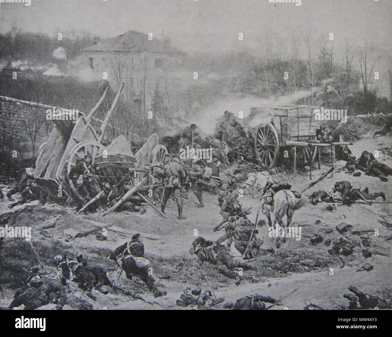 . Englisch: Szene aus der Schlacht von Champigny, drucken sie aus einem Gemälde von alphonse-marie-Adolphe de Neuville. 27. Februar 2012. Nach dem Lackieren durch Alphonse-Marie-Adolphe de Neuville (1835-1885) 121 Champignybattle Stockfoto