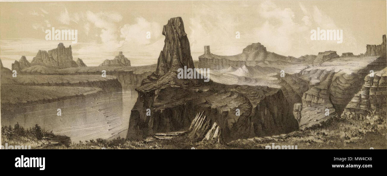 . Englisch: El Vado de Los Padres, Colorado River. (Aus einer Skizze von John E. Weyss). 1872. Us-geographischen Erhebungen westlich des 100 Meridian. 1889. John E. Weyss (1820-1903) 320 John E. Weyss 12a Stockfoto