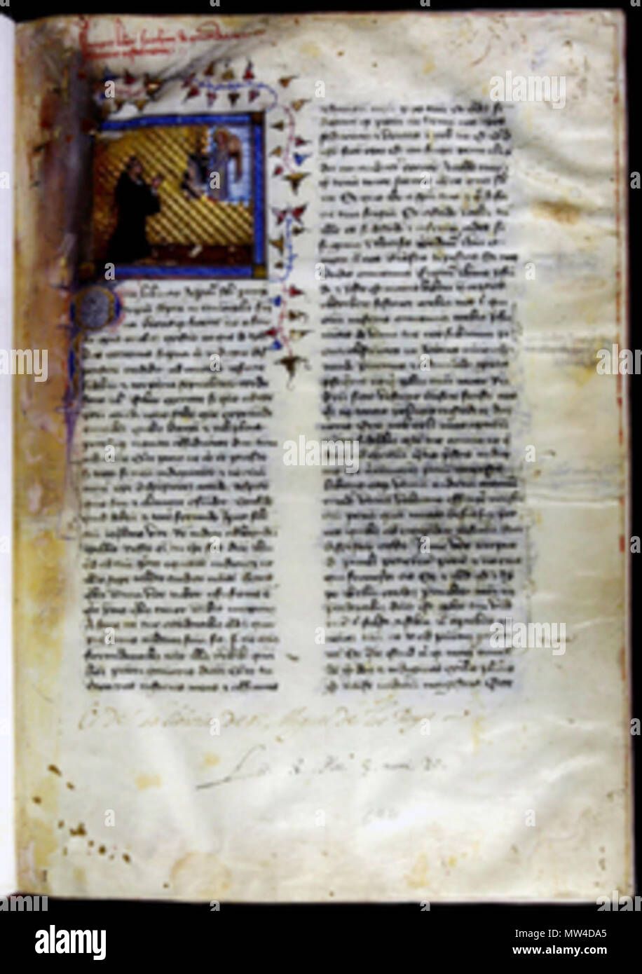 . Englisch: Handschrift aus dem 15. Jahrhundert. Die ursprüngliche Arbeit ist aus dem 13. Jahrhundert. 15. Jahrhundert. Joachim de Fiore 140 Concordia Novi ac Veteris Stockfoto