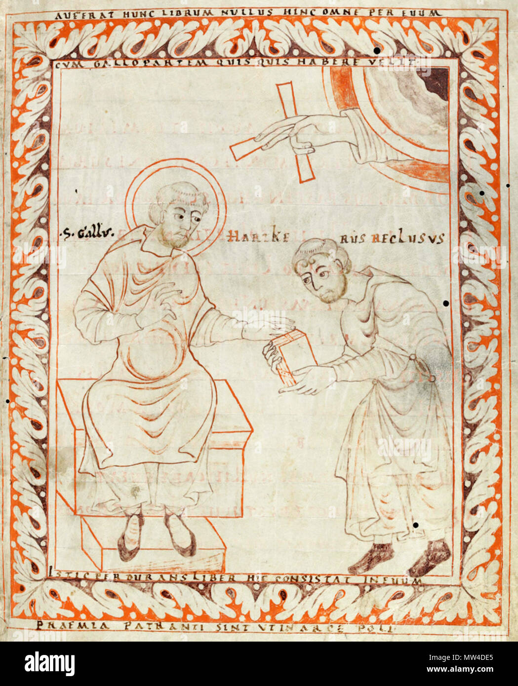 . Englisch: Titelseite der Musik Manuskript (antiphonar) Der 11 C. aus Graubünden English: Widmungsbild des Hartker-Antiphonars, Cod. Sang. 390. 26. Juli 2012. Anonym, 11. 553 SG-390 - hartker Stockfoto