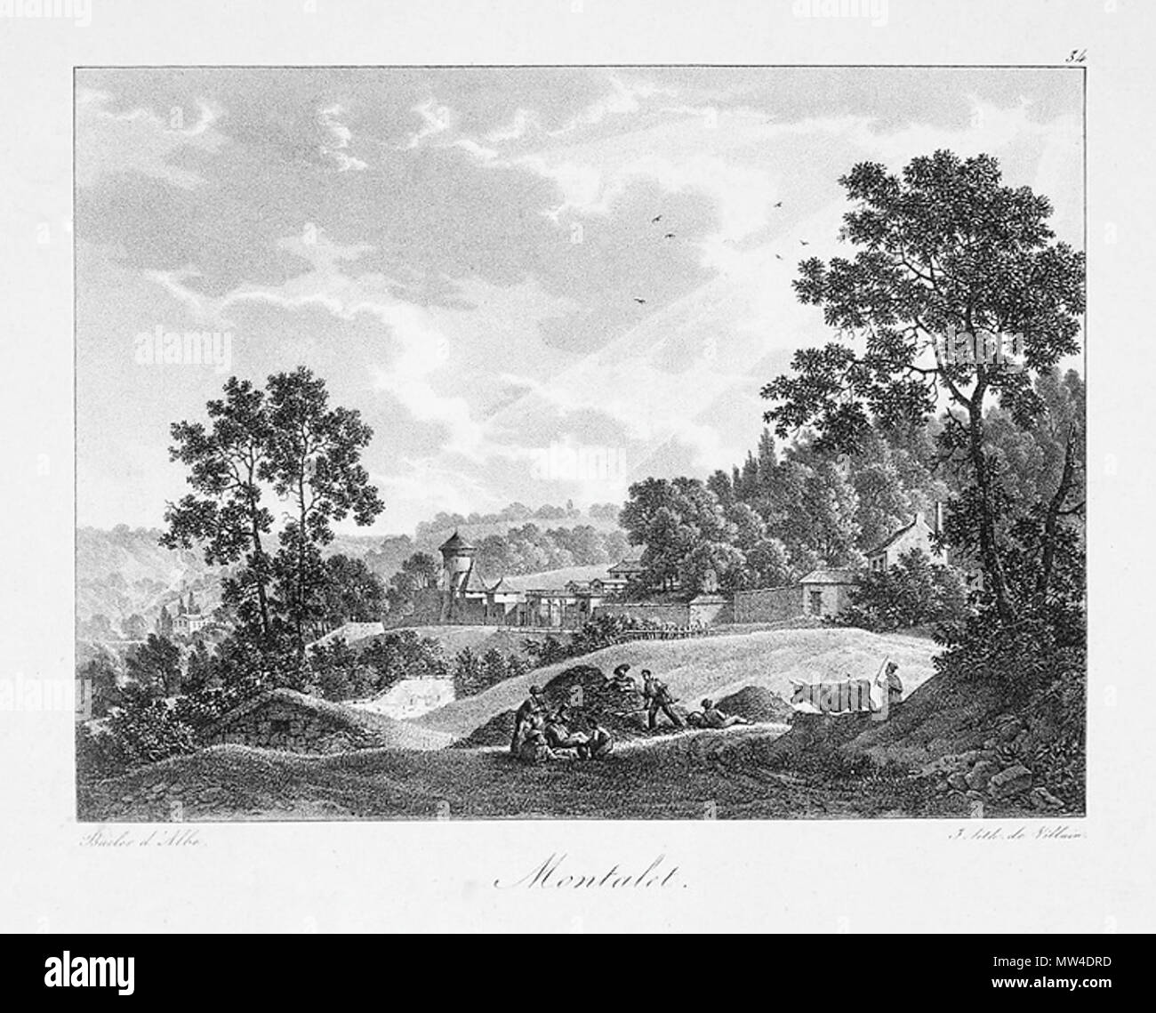 . Englisch: Blick auf die La Cocalière (oder Montalets oder Montalais). Anfang des 19. Jahrhunderts. Louis-Albert Bacler d'Albe 423 Montalet Stockfoto