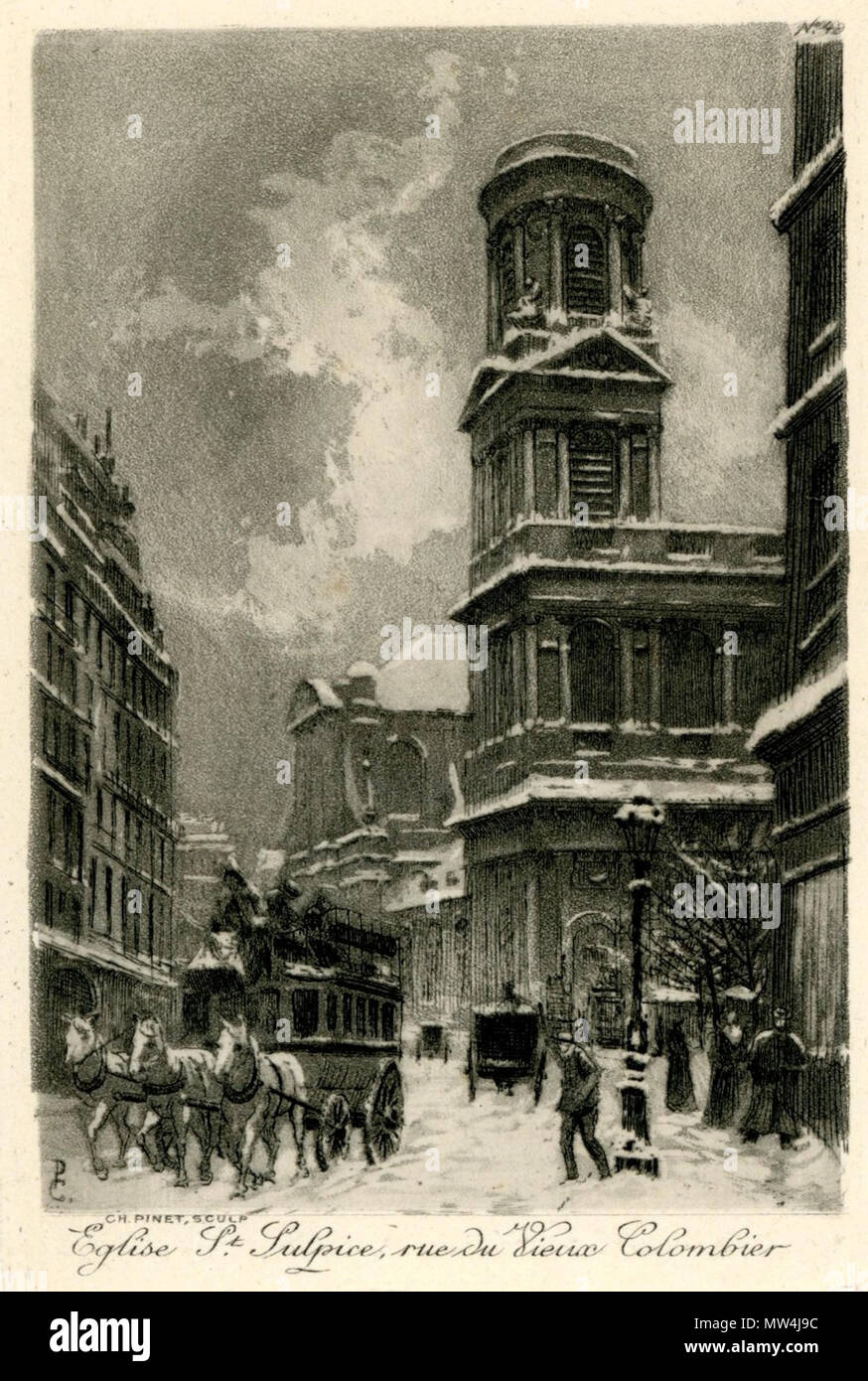 121 CH PINET SCULP n° 42 Église Saint-Sulpice, rue du Vieux Colombier Stockfoto