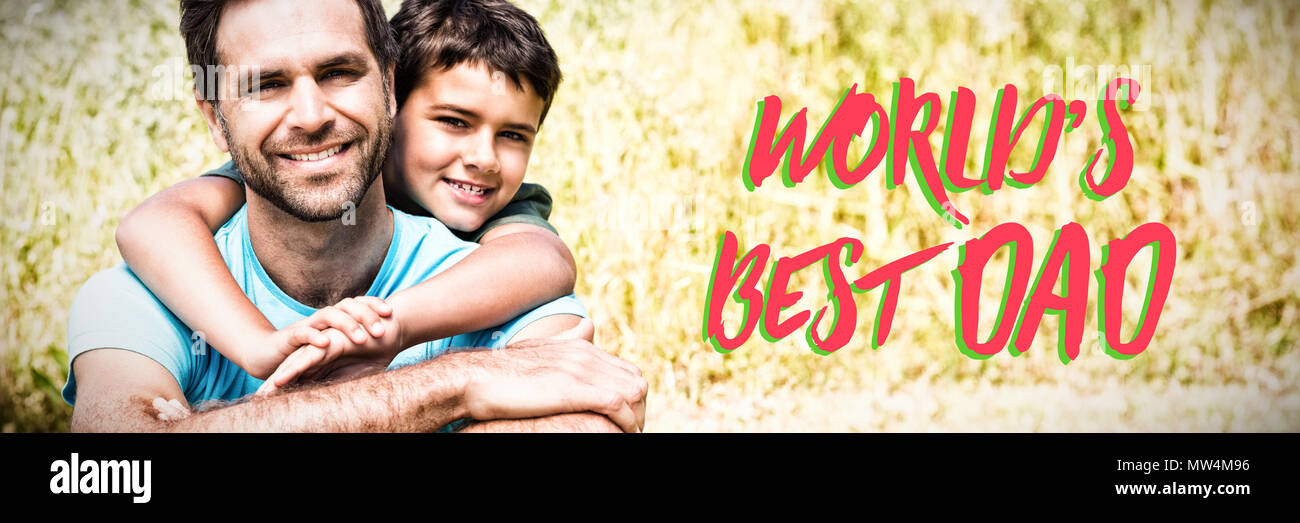 Das zusammengesetzte Bild von bis in der Nähe von red Worlds Best dad Text Stockfoto
