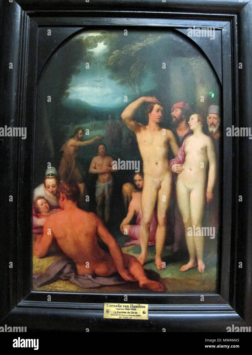 . Die Taufe Christi. Italiano: Pittura fiamminga al Louvre, Parigi. 15 November 2013, 09:52:13. Sailko 143 Cornelisz. van Haarlem, Battesimo di Cristo, 1600-1602 Ca. 01. Stockfoto