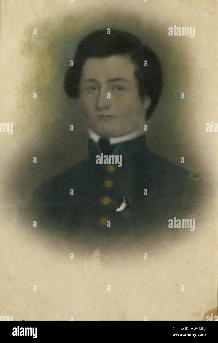 . Englisch: John J. Hardin, ein prominenter Bewohner von Jacksonville, posiert für ein Portrait das Tragen einer Uniform. Hardin vertreten Morgan County in der Generalversammlung, in der Schwarze Falke Krieg und Mormonen Krieg von Hancock County gekämpft, serviert ein Begriff im US-Repräsentantenhaus (1843-1845), und starb den Kampf im Mexikanisch-Amerikanischen Krieg in der Schlacht von Buena Vista am 23. Februar 1844. Eine geliebte Figur, mehr als 15-tausend Menschen haben in der trauerzug zu seiner Grabstätte in Jacksonville City Friedhof. Datum unbekannt. Unbekannt 321 John J. Hardin, getönte Gravur Stockfoto