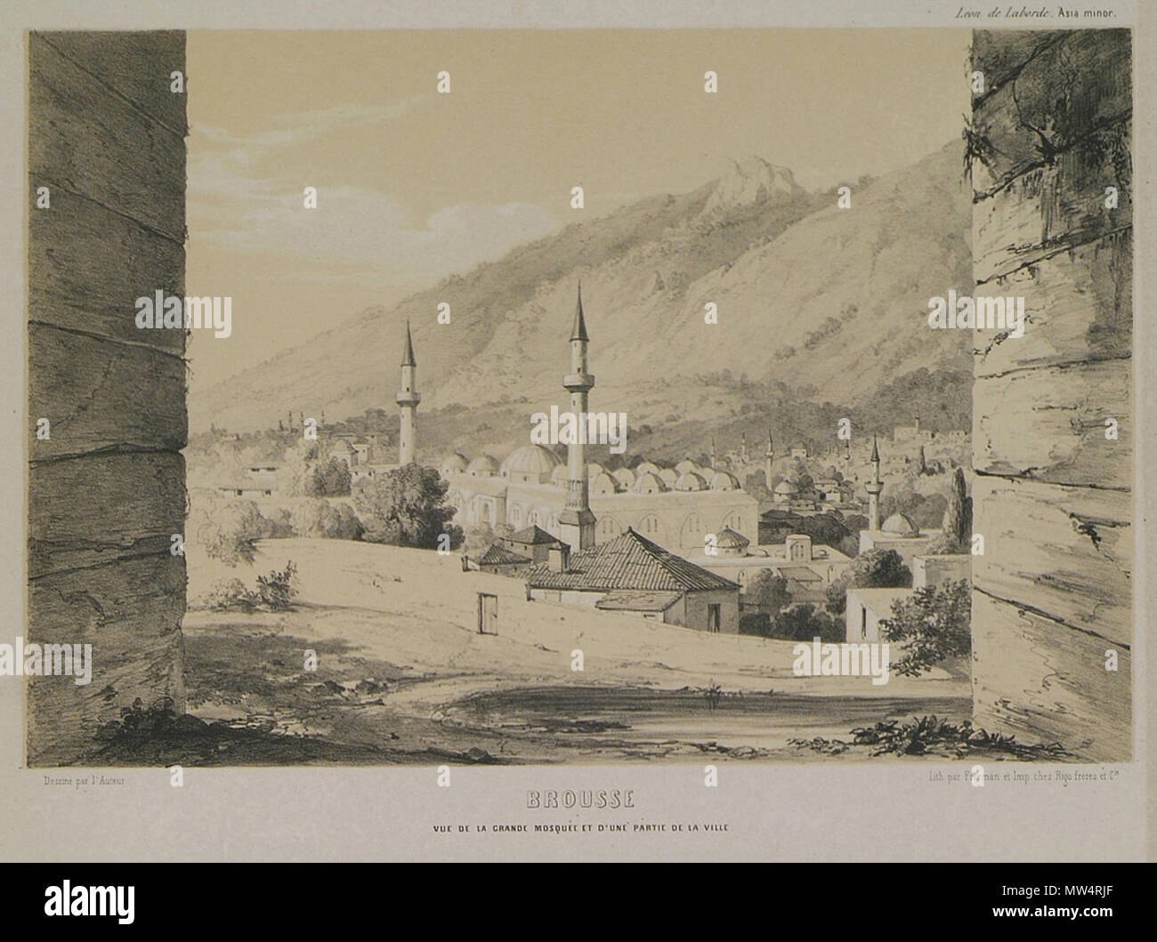 102 Brousse Vue de la Grande Mosquée et d'une Partie de la Ville-Laborde Léon Emmanuel Simon Joseph - 1838 Stockfoto