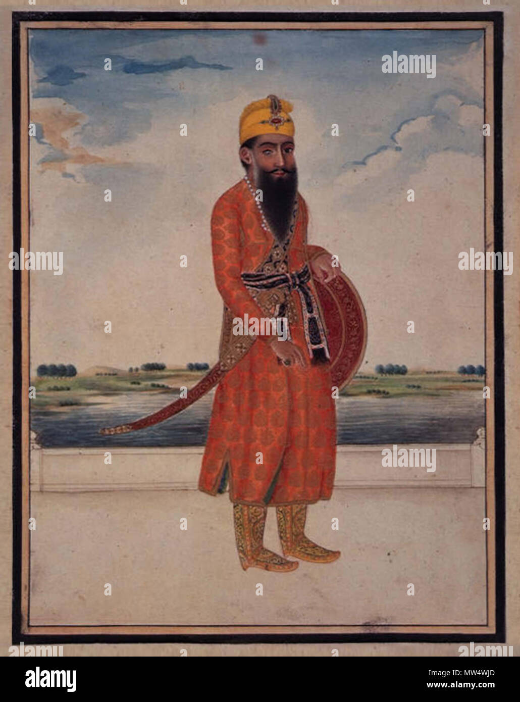 . Englisch: ein Aquarell Portrait von Ranjit Singh, c. 1816-29. ca. 1816-29. Unbekannt 22 ein Aquarell Portrait von Ranjit Singh Stockfoto