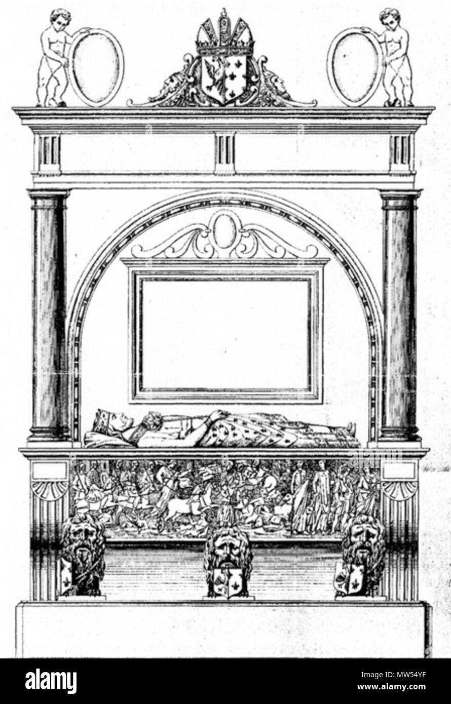 . Français: Tombeau de Louis Le Pieux édifié par Henri II et le sarcophage intégrant originel. 31 Januar 2015, 09:21:12. Th. Le Puillon Boblaye 610 Tombeau de Louis Le Pieux Stockfoto