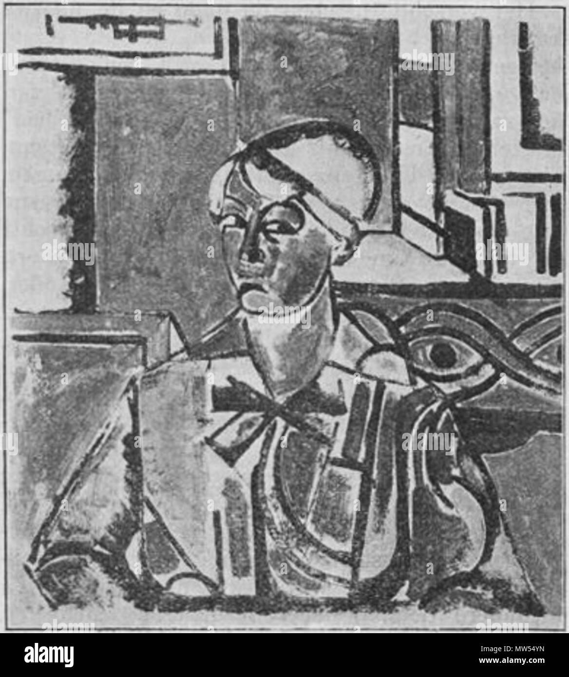 . Nederlands: Eerste doorbeelding portret - kompositie. 1919. Theo van Doesburg (1883-1931) Alternative Namen Christian Emil Marie (Emile) Küpper, I.K. Bonset Beschreibung des niederländischen Architekten, Maler, Zeichner und Schriftsteller Geburtsdatum / Tod 30. August 1883 7. März 1931 Ort der Geburt / Todes Utrecht Davos Arbeiten Zeitraum 1899-1931 Arbeit Standort Amsterdam (1899-1914), Amersfoort (September 1908), Apeldoorn (Juli 1910), Fort bij Veldhuis (Heemskerk) (Juli 1914), Groesbeek (Mai 1915 - Juni 1915, September 1916), Utrecht (September Jahre 1915-1916 stand), Zoeterwoude (1916), Leiden (1916-1921), Paris (28. Stockfoto