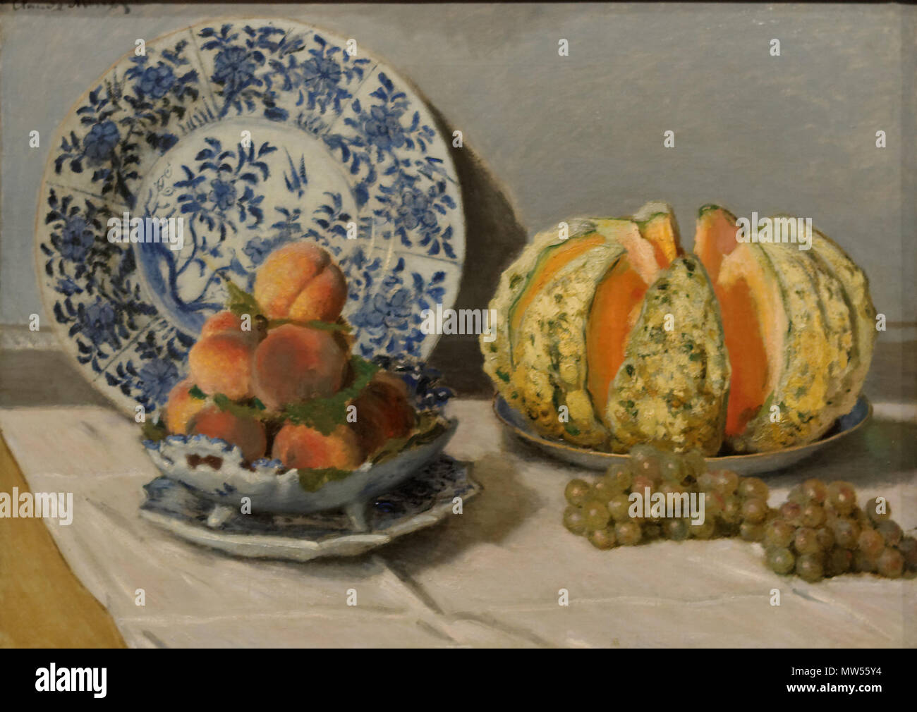 . Stillleben mit Melone. Français: Nature morte au Melon. . 1872. ; 2015-04-26 11:48:28. Yelkrokoyade 576 Stilleben mit Melonen Claude Monet Stockfoto