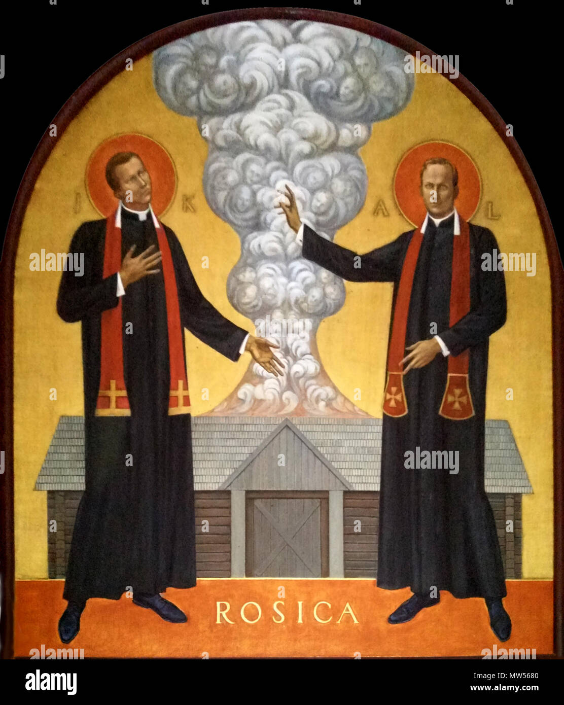 292 Ikona Laščeviča błasłavionych Antonija ich Juryja Kašyry Stockfoto