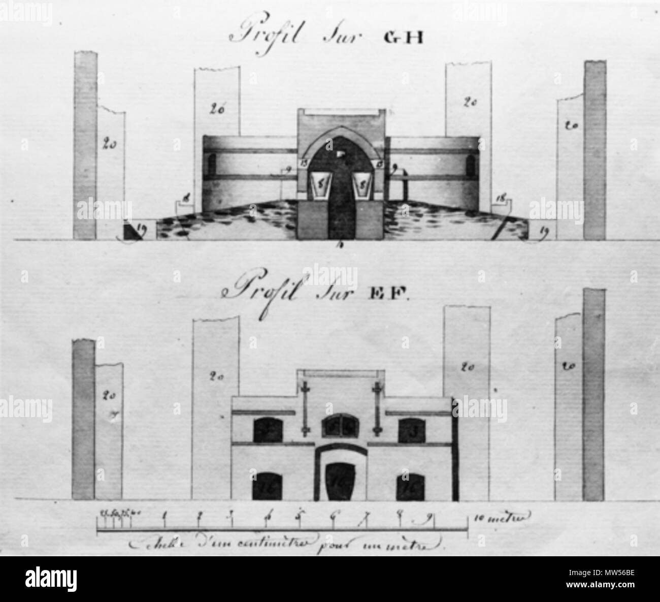 . Français: Dunkerque Plan Coupé 2 de 4 de Verrerie. Juni 2015, 22:16:05. inconnu Epoque 1800 172 Dunkerque Plan Coupé 2 de 4 de Verrerie Stockfoto