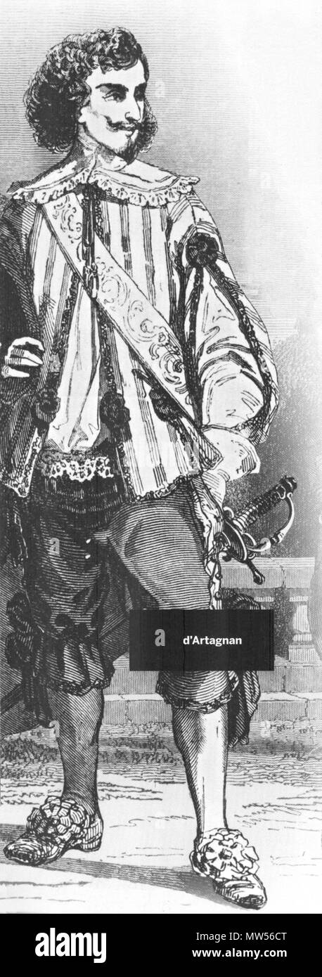 . Englisch: D'Artagnan, Illustration von Die Drei Musketiere von Alexandre Dumas (1802-1870). Paris Edition, 1849. 1849. Unbekannt 597 Der musketier D'Artagnan Stockfoto
