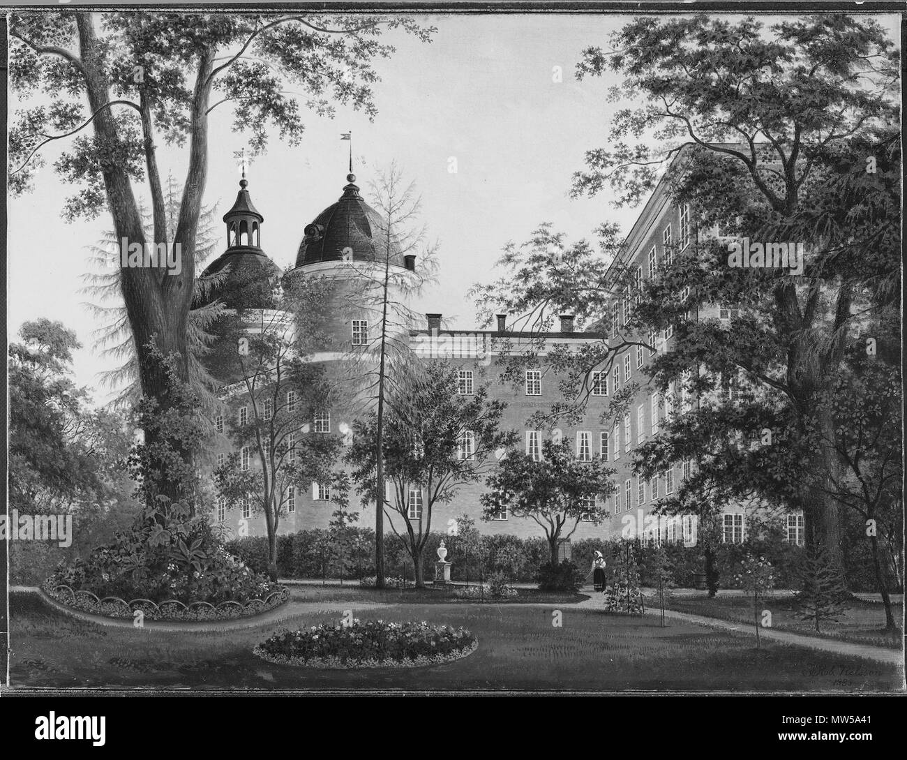 . Gripsholms Slott. 1885 254 Gripsholms slott (Johan Robert Nilsson) - Nationalmuseum - 39410 Stockfoto