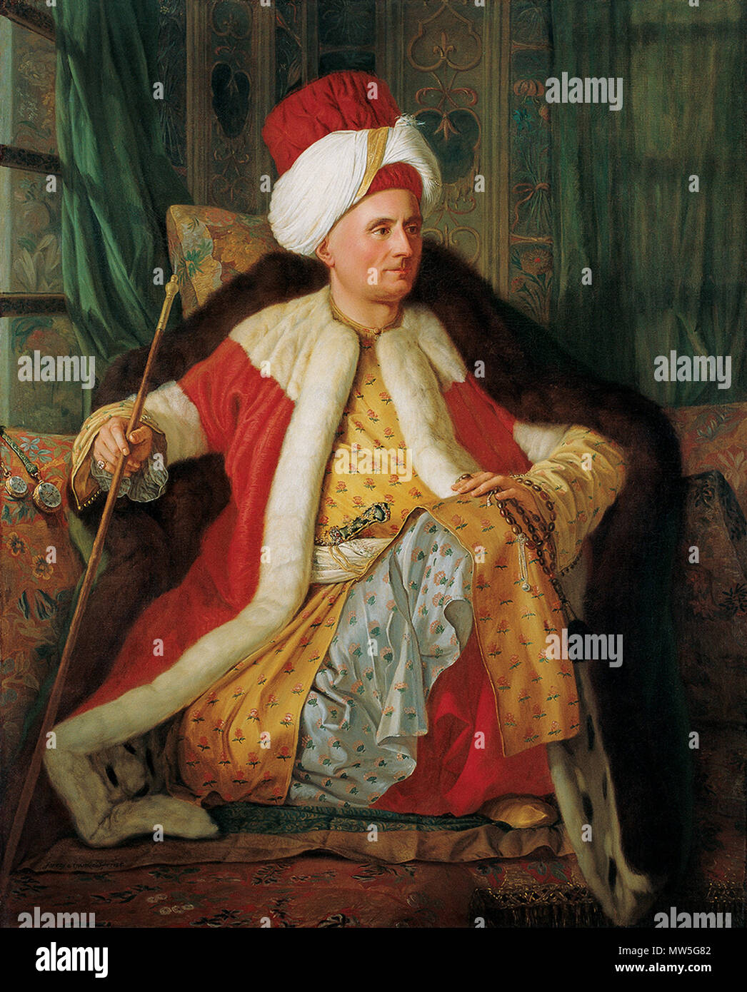 217 Fransız Büyükelçisi Vergennes Kontu Charles Gravier'nin Türk Giysileri İçinde Portresi Stockfoto