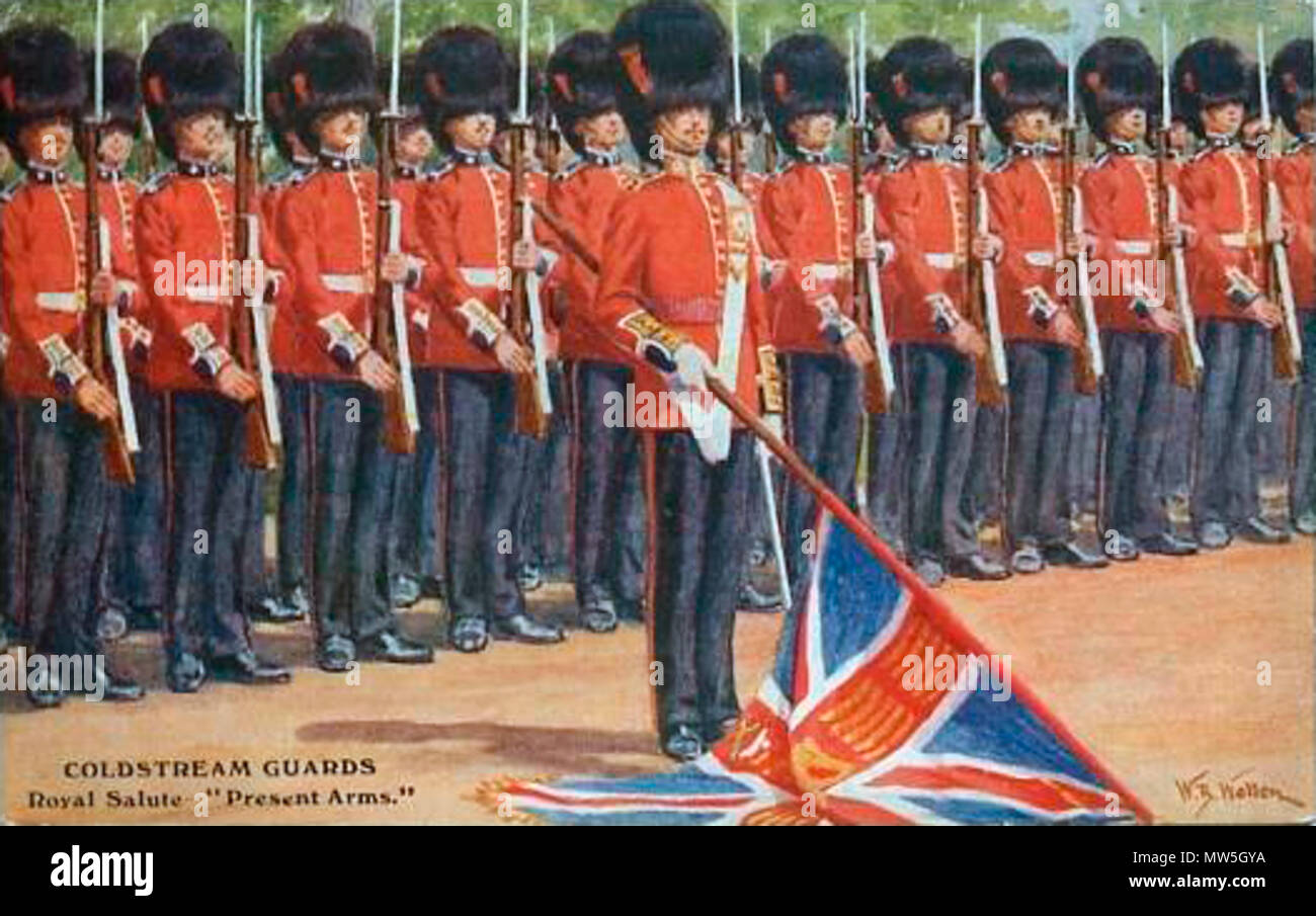 . Malerei: Coldstream Guards auf Parade. Vor 1937. William Barnes Wollen (1857 - 1936) 138 Coldstream Guards von W.B. Wollen Stockfoto