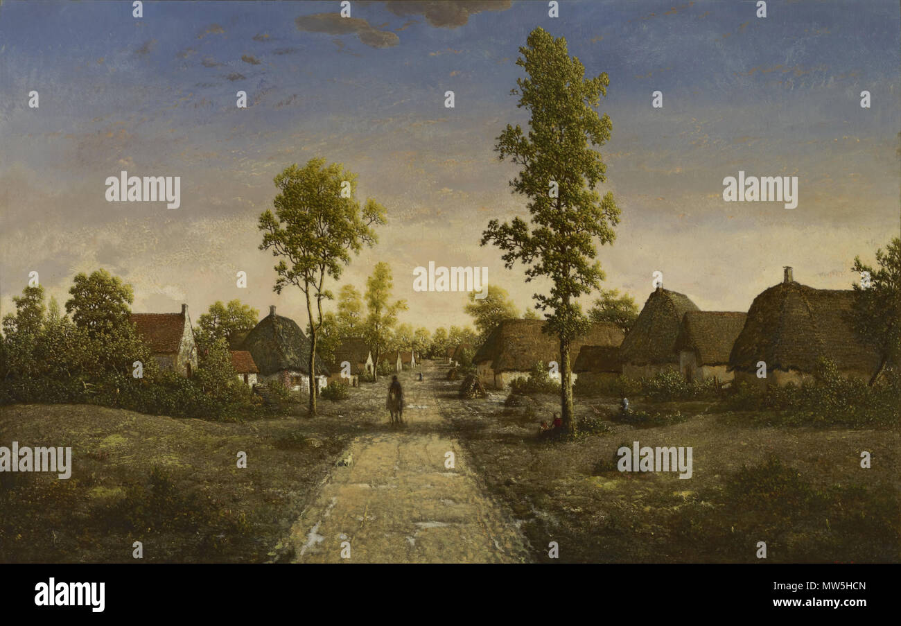 . Englisch: Öl auf Mahagoni Panel 63,5 x 100 cm Henry Clay Frick Vermächtnis der Frick Collection - Beitritt Anzahl: 1902.1.108. ca. 1857. Théodore Rousseau 529 Rousseau das Dorf Becquigny Stockfoto