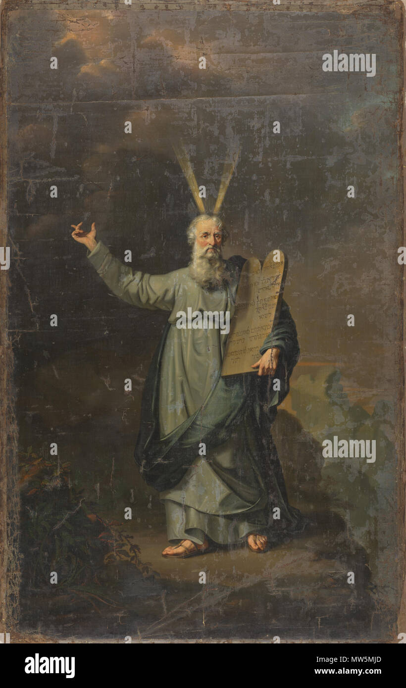 . Moses mit den Gesetzestafeln. Englisch: Mozes met de Tafelen der Nass. Öl auf Leinwand. 359 × 226 cm (141,3 × 88,9 in). Amsterdam, Rijksmuseum Amsterdam. . 1803 426 Moses mit den Gesetzestafeln von Pieter Gaal Rijksmuseum Amsterdam SK-A-6233 Stockfoto