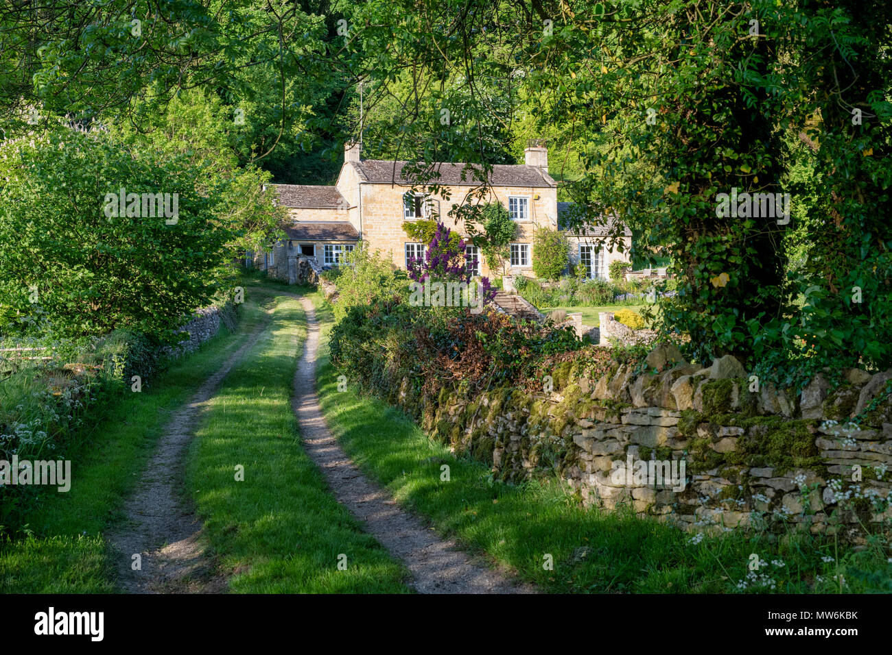 Abend Lujiang im cotswold Dorf Turkdean. Turkdean, Cotswolds, Gloucestershire, England Stockfoto
