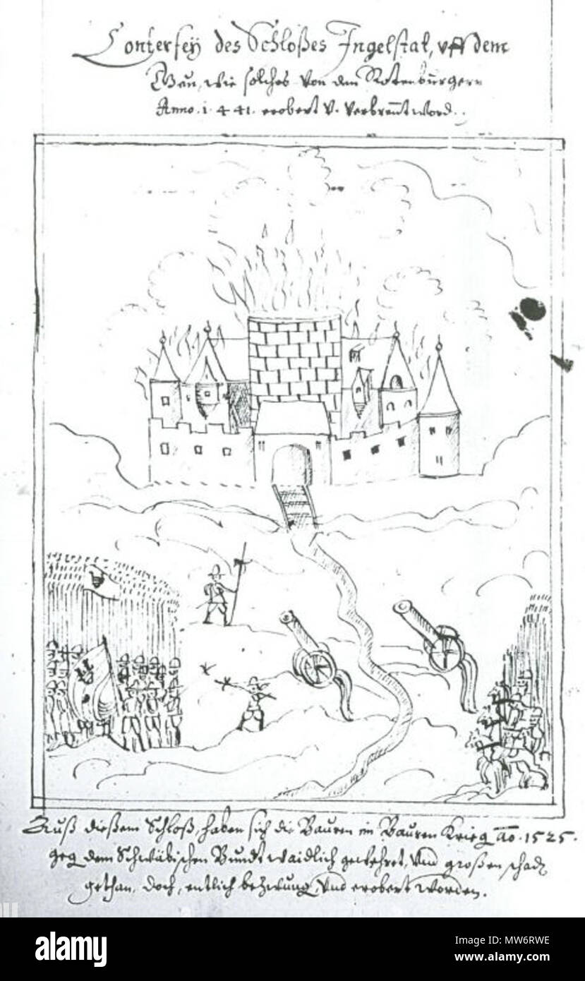 . English: Belagerung des Strapaziert Ingolstadt durch die Rothenburger 1441 670 Ingolstadt schloss dehner Chronik Stockfoto