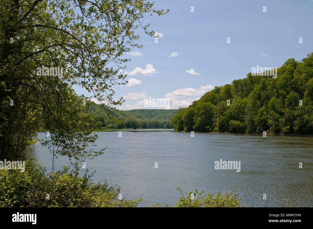 Die Allegheny River Valley in Tionesta, Pennsylvania Stockfoto