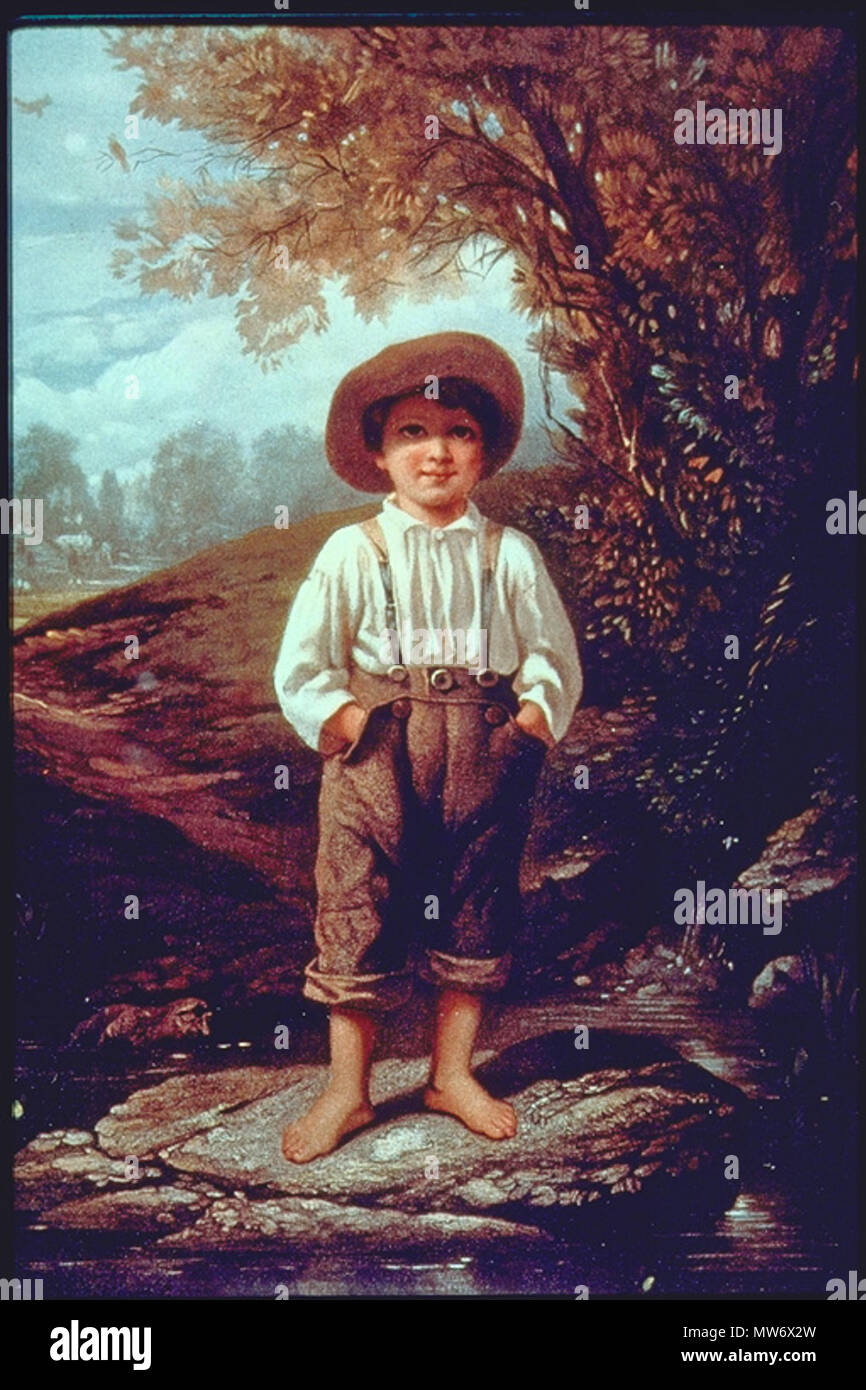 . Englisch: "Die barfüssigen Jungen'. Gedruckt von L. Prang und Company, Boston, 1867. . Nach einem Gemälde von Eastman Johnson. 1867. Louis Prang & Co 9 1867 BarefootBoy Prang Stockfoto