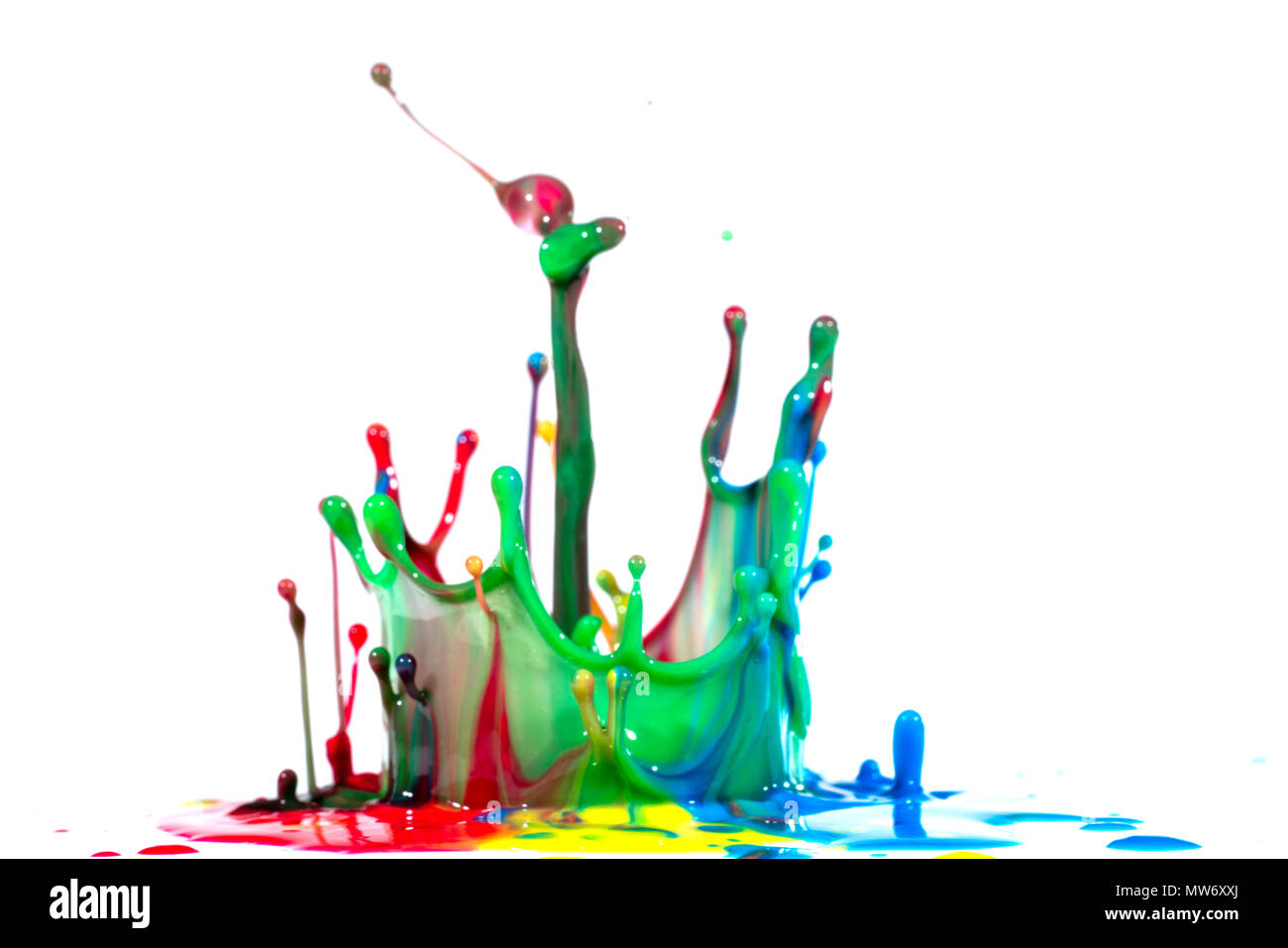 Farbe Tinte auf weißem Hintergrund Stockfoto