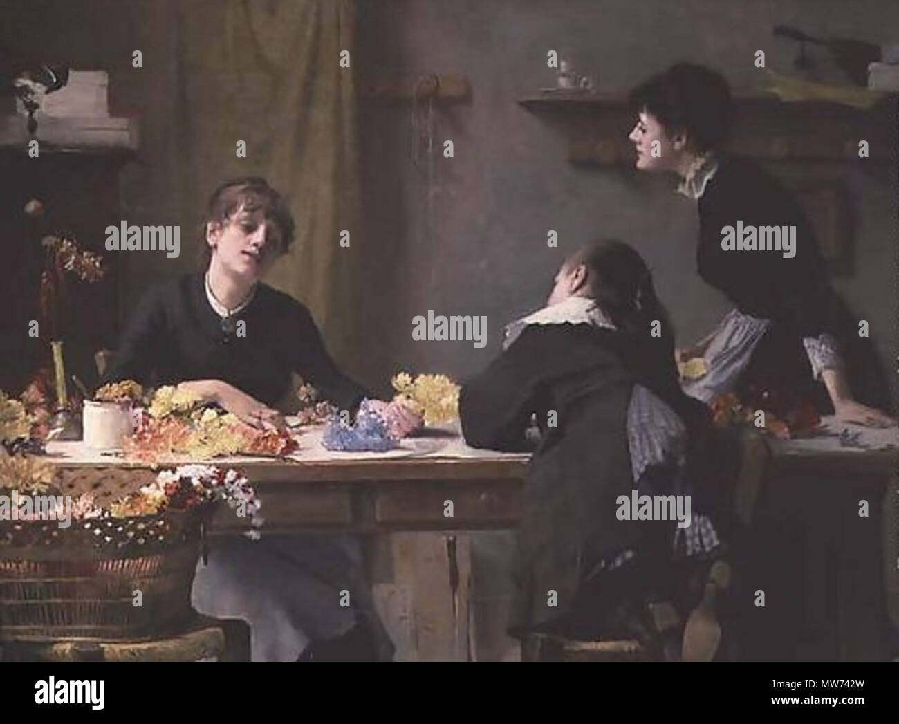 . Künstliche Blume Arbeitnehmer. Datum unbekannt. Alexander Mann (1853 - 1908) 36 Alexander Mann-Künstliche Blume Arbeitnehmer Stockfoto