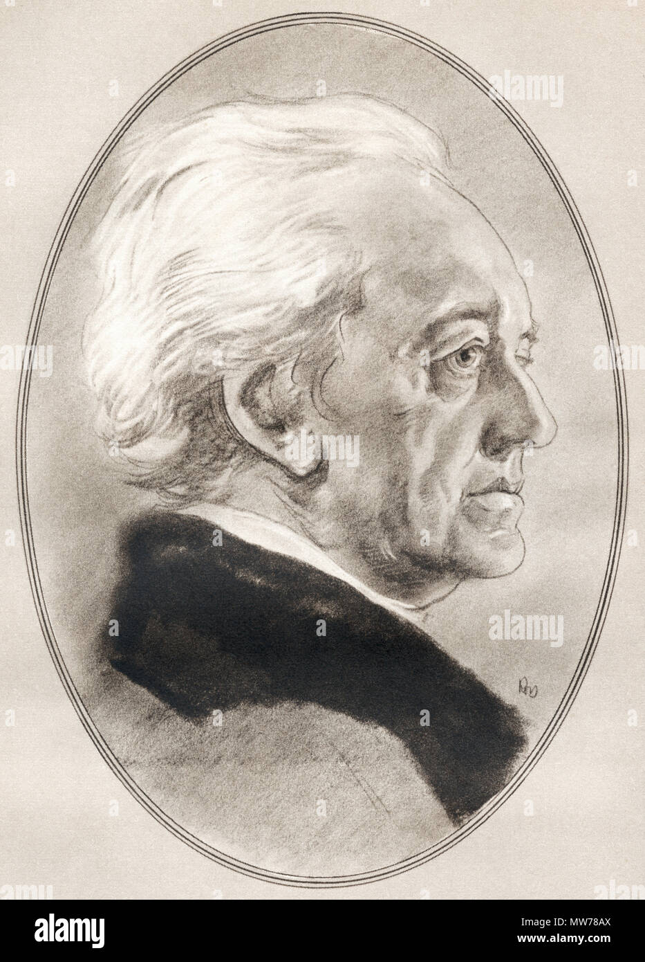 Johann Wolfgang von Goethe, 1749 - 1832. Deutsche Schriftsteller und Staatsmann. Abbildung von Gordon Ross, US-amerikanischer Künstler und Illustrator (1873-1946), von lebenden Biographien berühmter Männer. Stockfoto