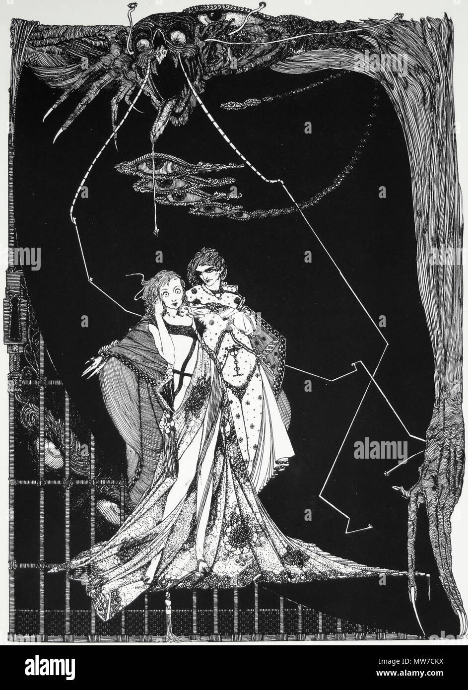 Harry Clarke - Irische Illustrator - Margaret: 'Ist nicht der Tod lauern Ohne?" Kunst von Harry Clarke für Goethes "Faust" (1927) Stockfoto