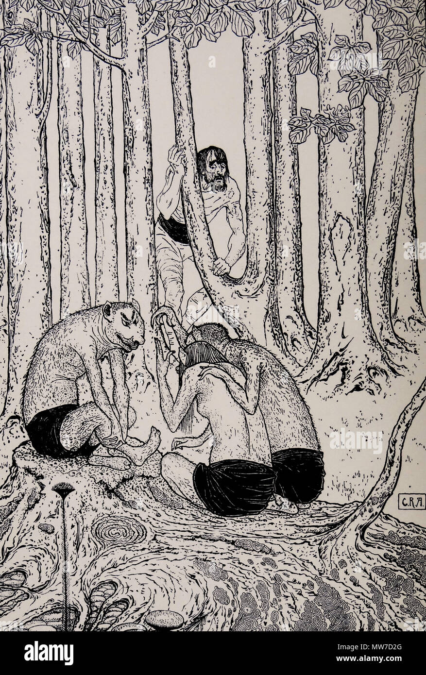 Frontispiz: "Die Insel des Dr. Moreau' von H.G.Wells. London: William Heinemann, 1896. Erste Ausgabe Stockfoto