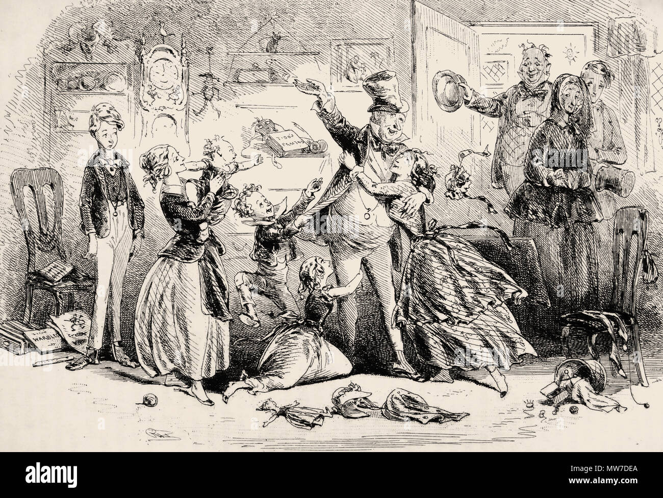 H. K Browne - Englisch Illustrator - Mr. und Mrs Micawber' von H.K. Browne aus "David Copperfield" von Charles Dickens. London: Bradbury & Evans, 1850. Erste Buchausgabe Stockfoto